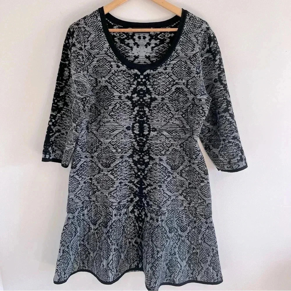 Nina Leonard Long Sleeve Sweater Knit Fit and Flare Dress size XL